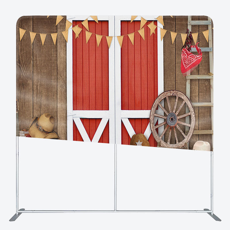 Aperturee - Aperturee Cowboy Theme Wood Fabric Backdrop Cover for Birthday