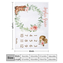 Aperturee - Aperturee Cowgirl Wreath Monthly Table Custom Name Blanket