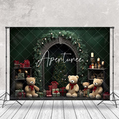 Aperturee - Aperturee Cozy Christmas Scene Bear Mascots Gifts Backdrop