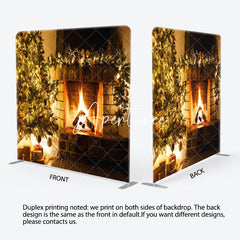 Aperturee - Aperturee Cozy Christmas Tree Fireplace Pillow Cover Backdrop