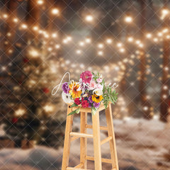 Aperturee - Aperturee Cozy Light Bokeh Tree Lane Snowman Christmas Backdrop