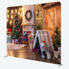 Aperturee - Aperturee Cozy Light Indoor Fireplace Tension Fabric Backdrop