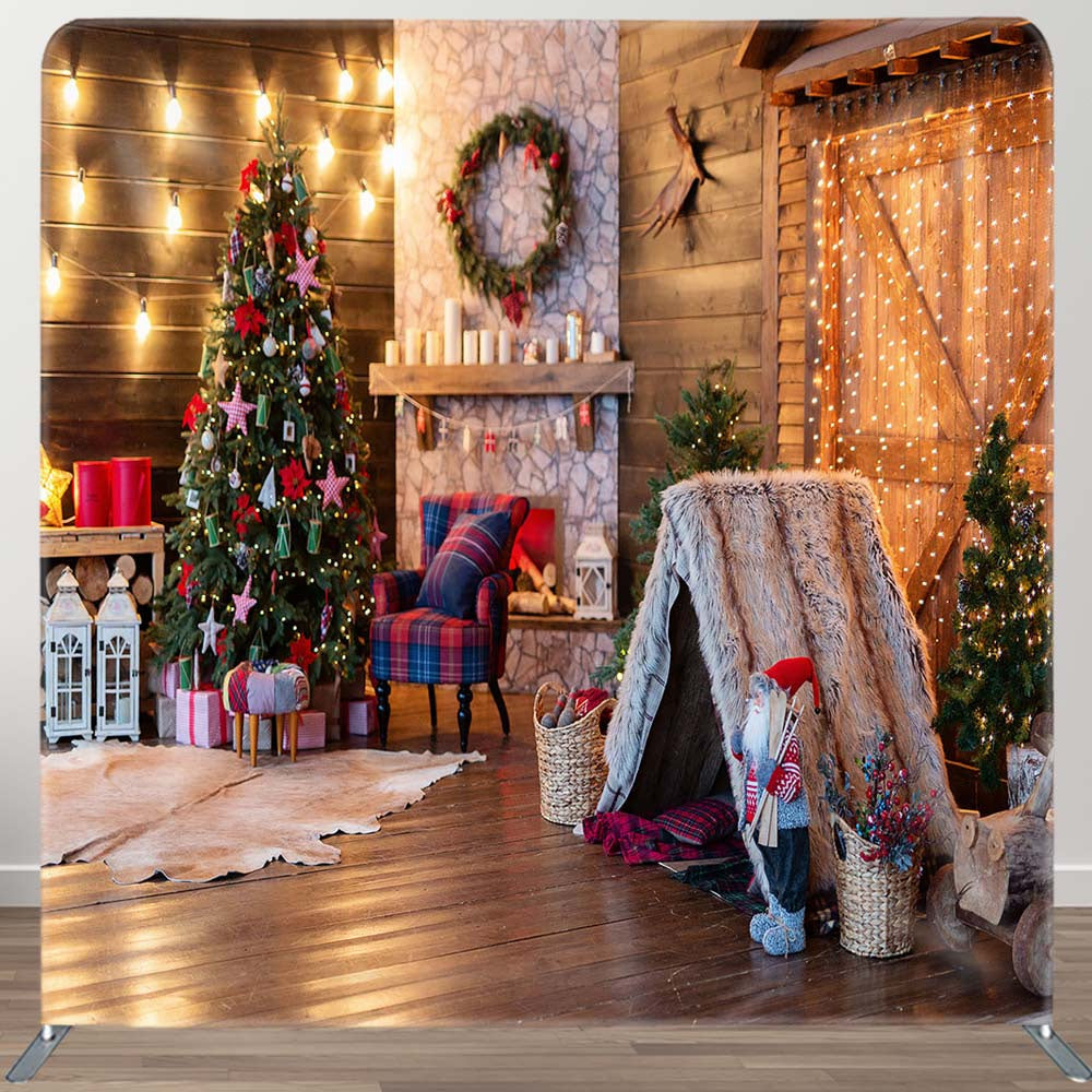 Aperturee - Aperturee Cozy Light Indoor Fireplace Tension Fabric Backdrop