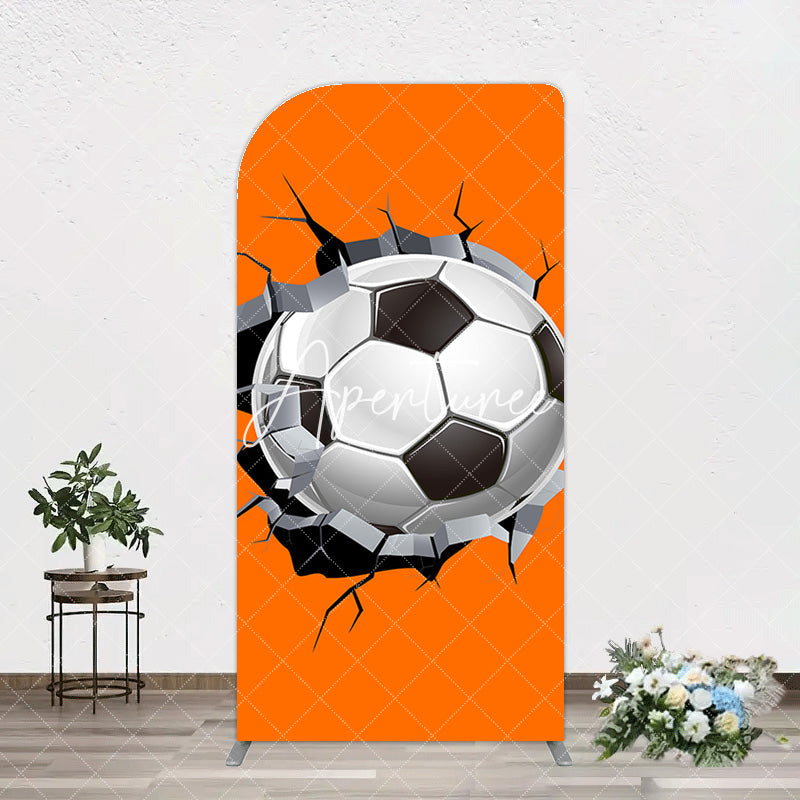 Aperturee - Aperturee Cracked Wall Orange Football Birthday Arch Backdrop