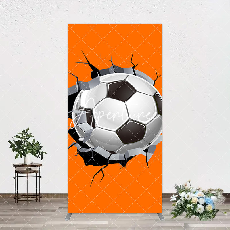 Aperturee - Aperturee Cracked Wall Orange Football Birthday Arch Backdrop