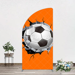 Aperturee - Aperturee Cracked Wall Orange Football Birthday Arch Backdrop