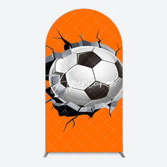 Aperturee - Aperturee Cracked Wall Orange Football Birthday Arch Backdrop