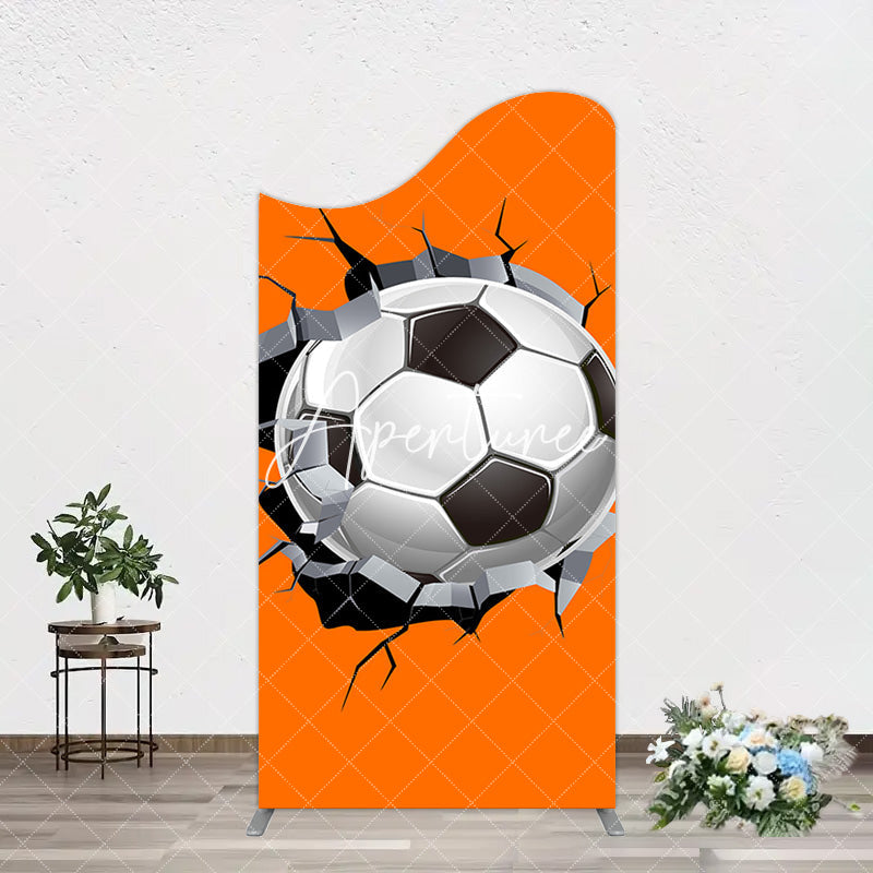 Aperturee - Aperturee Cracked Wall Orange Football Birthday Arch Backdrop