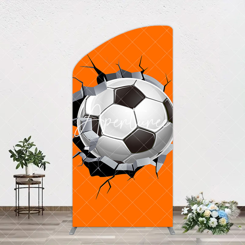 Aperturee - Aperturee Cracked Wall Orange Football Birthday Arch Backdrop