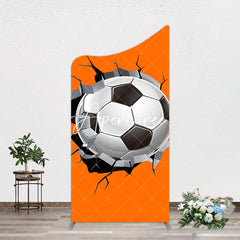 Aperturee - Aperturee Cracked Wall Orange Football Birthday Arch Backdrop