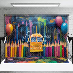 Aperturee - Aperturee Creative School Bus Colored Pencil Balloon Backdrop