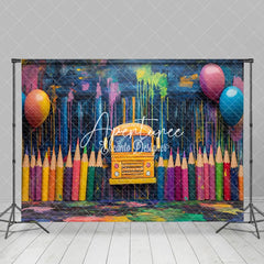 Aperturee - Aperturee Creative School Bus Colored Pencil Balloon Backdrop