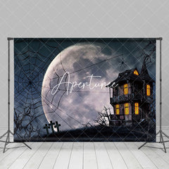 Aperturee - Aperturee Creepy Haunted House Spider Web Halloween Backdrop