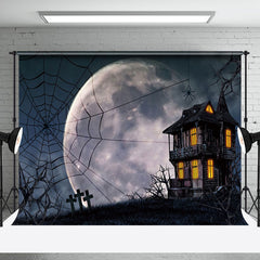 Aperturee - Aperturee Creepy Haunted House Spider Web Halloween Backdrop