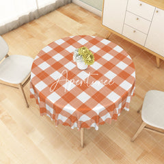 Aperturee - Aperturee Crisp Orange White Checkerboard Rectangle Tablecloth