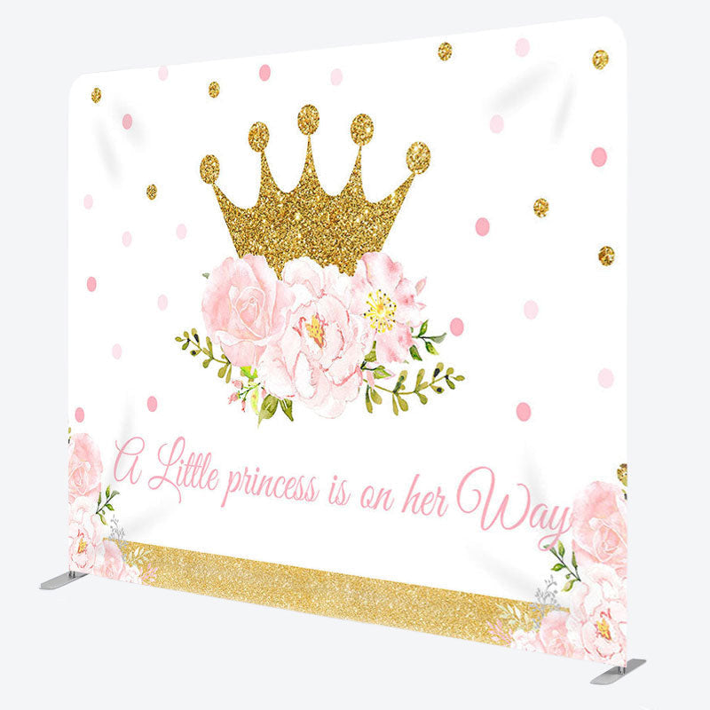 Aperturee - Aperturee Crown Flower Fabric Backdrop Cover for Baby Shower