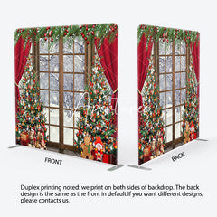 Aperturee - Aperturee Curtain Wood Window Christmas Pillow Case Backdrop