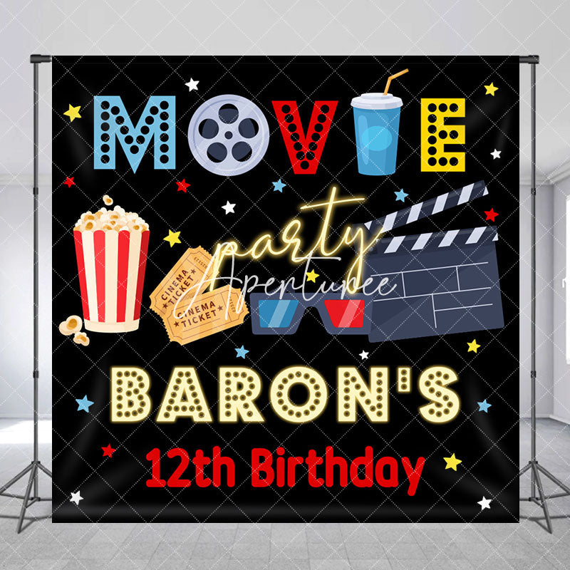 Aperturee - Aperturee Custom Black Cinema Movie Birthday Party Backdrop