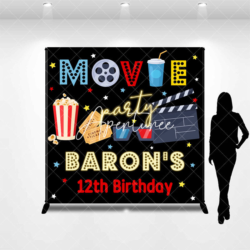 Aperturee - Aperturee Custom Black Cinema Movie Birthday Party Backdrop