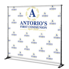 Aperturee - Aperturee Custom Blue Words Step And Repeat Baptism Backdrop