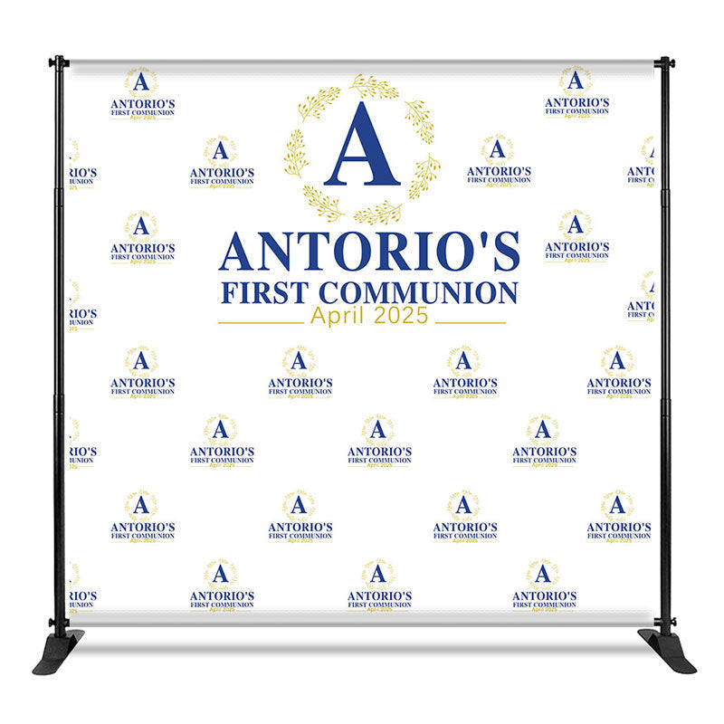 Aperturee - Aperturee Custom Blue Words Step And Repeat Baptism Backdrop