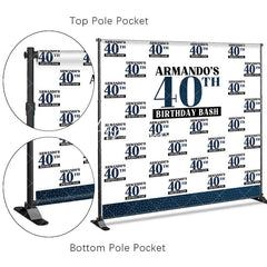 Aperturee - Aperturee Custom Dark Blue Step And Repeat Birthday Banner