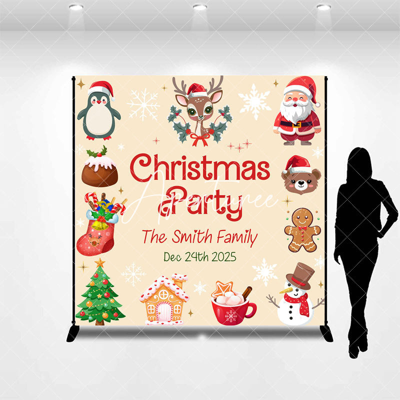 Aperturee - Aperturee Custom Family Name Snowflake Christmas Party Backdrop