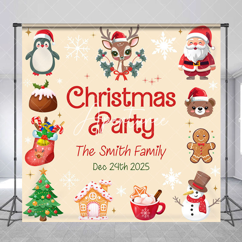 Aperturee - Aperturee Custom Family Name Snowflake Christmas Party Backdrop