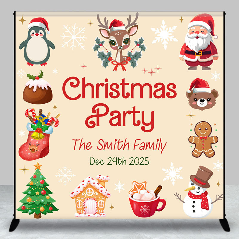 Aperturee - Aperturee Custom Family Name Snowflake Christmas Party Backdrop