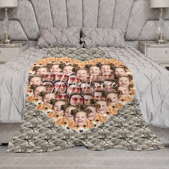 Aperturee - Aperturee Custom Funny Crazy Family Pet Face Heart Blanket