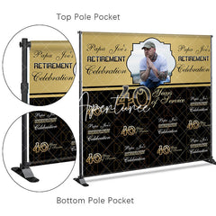 Aperturee - Aperturee Custom Gold Black Step And Repeat Retirement Backdrop