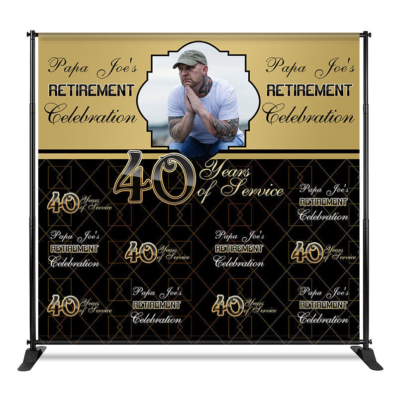 Aperturee - Aperturee Custom Gold Black Step And Repeat Retirement Backdrop