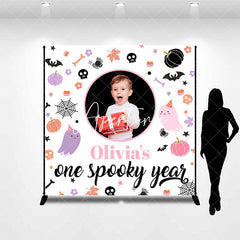 Aperturee - Aperturee Custom Halloween One Spooky Year Birthday Backdrop