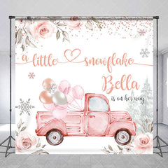 Aperturee - Aperturee Custom Little Snowflake Floral Baby Shower Backdrop