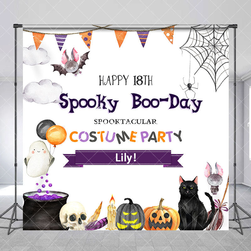 Aperturee - Aperturee Custom Name Birthday Halloween Costume Party Backdrop