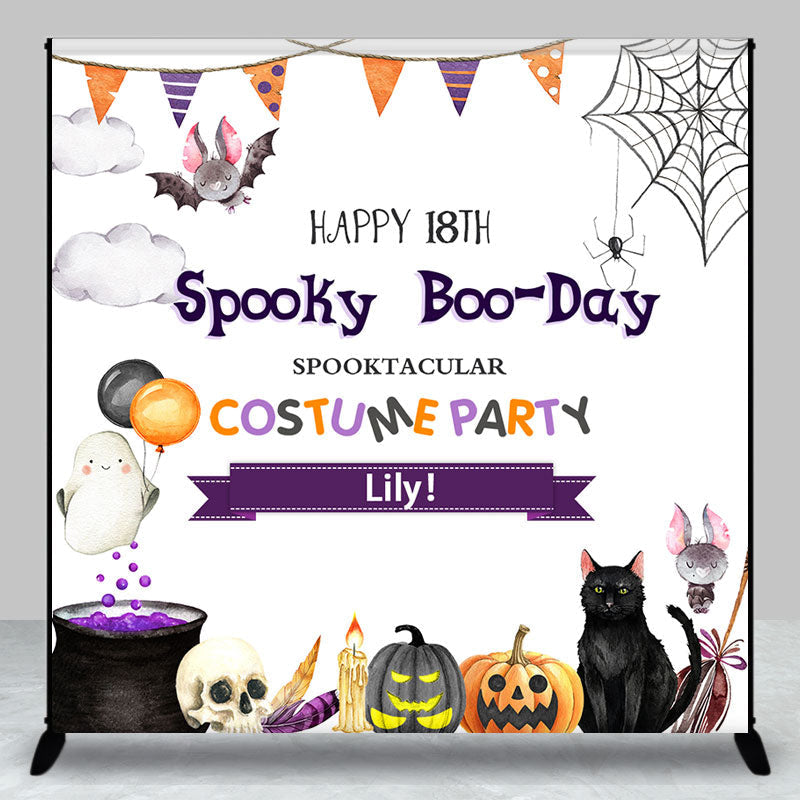 Aperturee - Aperturee Custom Name Birthday Halloween Costume Party Backdrop