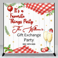 Aperturee - Aperturee Custom Name Christmas Gift Exchange Party Backdrop