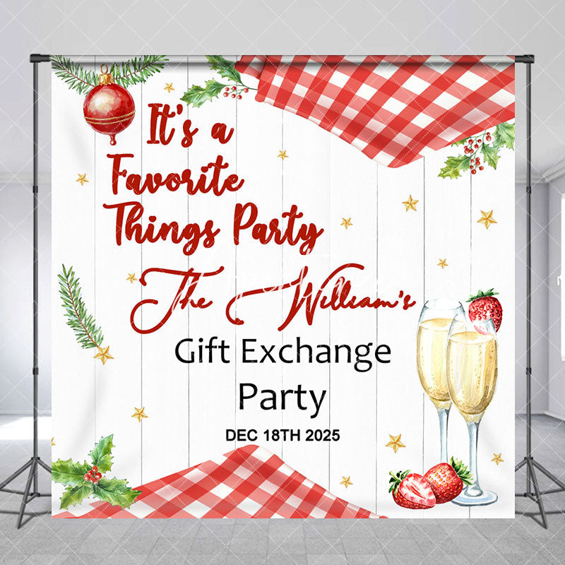 Aperturee - Aperturee Custom Name Christmas Gift Exchange Party Backdrop