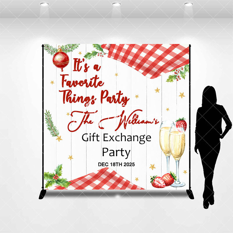 Aperturee - Aperturee Custom Name Christmas Gift Exchange Party Backdrop