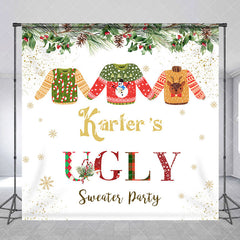 Aperturee - Aperturee Custom Name Christmas Ugly Sweater Party Backdrop