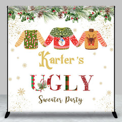 Aperturee - Aperturee Custom Name Christmas Ugly Sweater Party Backdrop