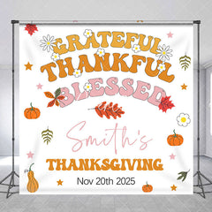 Aperturee - Aperturee Custom Name Date Autumn Vibe Thanksgiving Backdrop