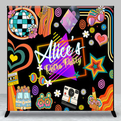 Aperturee - Aperturee Custom Name Disco Musical Black Retro Party Backdrop