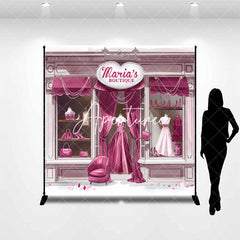 Aperturee - Aperturee Custom Name Elegant Pink Boutique Birthday Backdrop