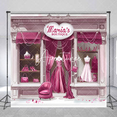 Aperturee - Aperturee Custom Name Elegant Pink Boutique Birthday Backdrop