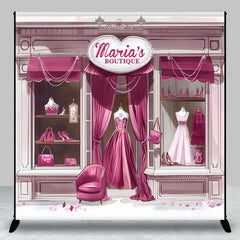 Aperturee - Aperturee Custom Name Elegant Pink Boutique Birthday Backdrop