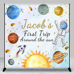 Aperturee - Aperturee Custom Name First Trip Galaxy 1st Birthday Backdrop