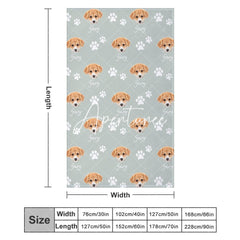 Aperturee - Aperturee Custom Name Funny Cute Paw Patterns Pet Head Blanket