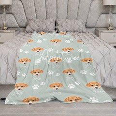 Aperturee - Aperturee Custom Name Funny Cute Paw Patterns Pet Head Blanket