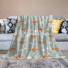 Aperturee - Aperturee Custom Name Funny Cute Paw Patterns Pet Head Blanket